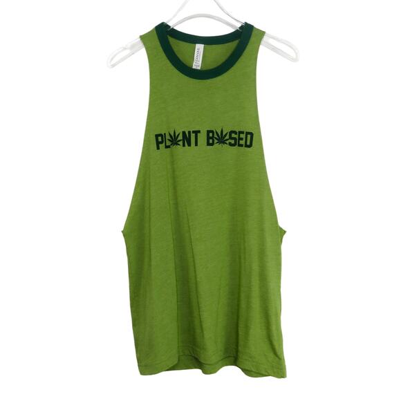 Spencer's Plant Based Green Graphic Marijuana Leaf Muscle Tank Small - Picture 2 of 7